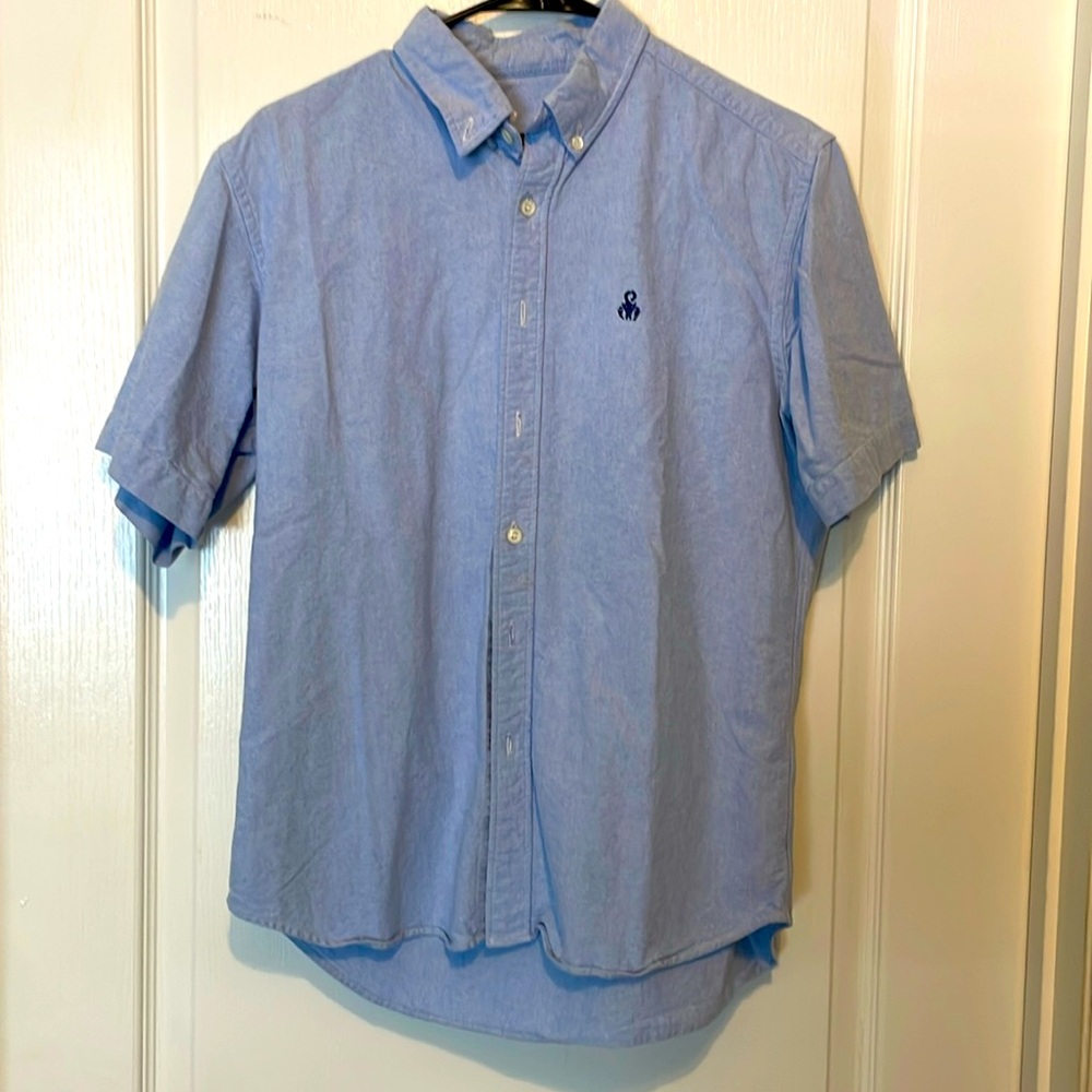 Men’s large short sleeve blue button down  shirt
